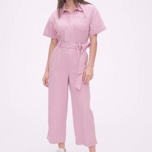 Pink gap denim jumpsuit